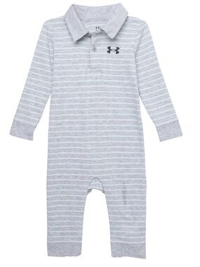 Under Armour Light Gray Striped Polo-Style One-Piece